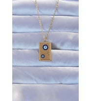 316L Altın Renk İşlemeli Nazarlı Vintage Kolye - TJ-BKO9268