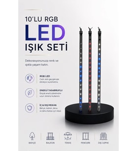 Dekoratif Ortam Aydınlatması Rgb Led 10’lu Çubuk Seti
