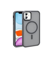 Apple iPhone 11 Uyumlu Kılıf M-safe Şarj Özellikli Mat Arka Yüzey Zore Sio Kapak (Gri)