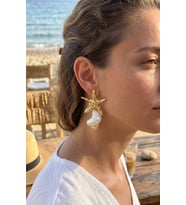 Doğal Deniz Kabuğu ve Renk Yıldız Model Kadın Küpe