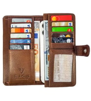 RİCH SMİTH ® CEPTELEFON ALANLI PORTFÖY CÜZDAN HAKİKİ DERİ / 1202 TABA (ARSEL PARLAK)