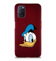 Oppo A72 Soft Premier Kapak Donald Duck-B Tasarımlı Silikon Kılıf - Mürdüm (Şeffaf)