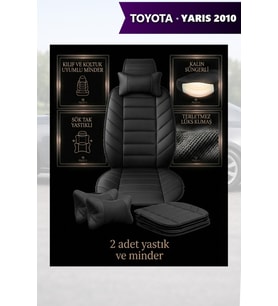 yaris 2010 Koltuk ve Kılıf uyumlu Siyah Minder Lüks Yastık 2 Minder 2 Yastık