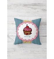 Cupcake Desenli Çift Tarafı Baskılı Gizli Fermuarlı Yastık Kılıfı Kırlent Koltuk Yastık Kılıfı (Pembe)