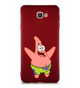 Samsung Galaxy J7 Prime Soft Premier Kapak Patrick Yıldız Tasarımlı Silikon Kılıf - Mürdüm (Şeffaf)