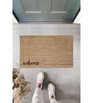 Modern Dijital Baskı - Welcome Karşılama Paspas - Dekoratif Kapı Önü Paspası (209 - Açık Ton)