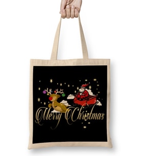 Yılbaşı Yeni Yıl Konseptli Merry Christmas 015 Bez Çanta Uzun Saplı