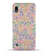 Samsung Galaxy A10 Uyumlu Lansman Kılıf Hello Kitty Tasarımlı İçi Kadife Kapak-Bej (Şeffaf)