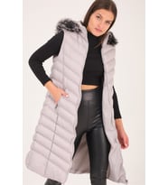 Z6684 DEWBERRY BAYAN YELEK-DÜZ GRİ
