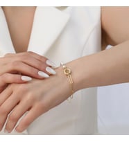 925 Ayar Gümüş Cream Tatlısu İncisi Bileklik-6mm