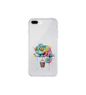 iPhone 8 Plus ile Uyumlu Splash Bukalemun Tasarımlı Şeffaf Silikon Kılıf