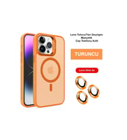 Iphone 14 Kılıf Flet Lens Magsafe Kapak - Turuncu
