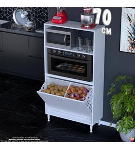 Eliusta Nixa 70 cm Çok Amaçlı Mutfak Banyo Kiler Dolabı - Sepetli Mikrodalga ve Fırın Bölmeli 70x150x32 cm