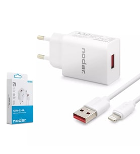 NODAR ND1001 Apple iPhone Uyumlu 12W 2.4A Lightning Hızlı Şarj Seti