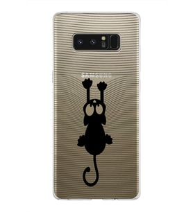 Samsung Galaxy Note 8 Kapak Mandala Kedi Tasarımlı Şeffaf Silikon Kılıf