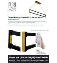 Orion Gold Lineer LED Sarkıt Avize – Kumandalı Dim Edilebilir – Aşağı Işık