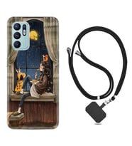 Oppo Reno 6 Kılıf Resimli Boyun Askılı İpli Desenli Silikon Dog And Girl 1358