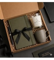 Erkeğe Özel Premium Hediye Kutusu Defter, Fincan, Mum ve Kalem