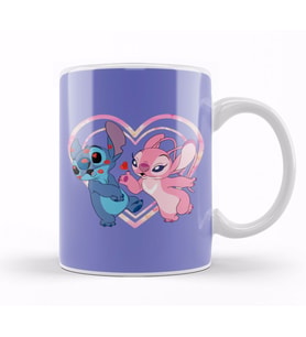 Lilo And Stitch Stitch and Angel Kiss Kupa Bardak Porselen