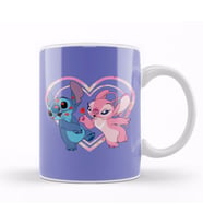 Lilo And Stitch Stitch and Angel Kiss Kupa Bardak Porselen