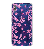 Samsung Galaxy M10  Kamera Korumalı Kapak Floral Pembe Tasarımlı  Şeffaf  Kılıf