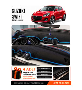 e-biz SUZUKI SWİFT (2017-2020) Uyumlu Torpido Koruma, Torpido Örtüsü, Torpido Kılıfı - Siyah-Mavi - SZ003