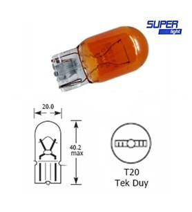 Super Light T20 Dipsiz Turuncu Park Ampulü Tek Duy 2'li