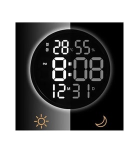 Monozone 12INÇ LED Duvar Masa Saati Dijital Modern Elektronik Sıcaklık Nem Alarm Uzaktan Kumanda Ev Ofis