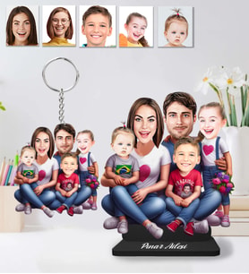 Kişiye Özel Aile 5 kişilik Ahşap Biblo ve Anahtarlık 2 li set-31