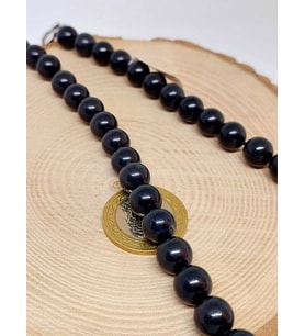 Shungite (Şungit) Taşı YARIM Dizi 10mm (18cm uzunluğundadır)