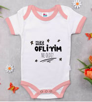 BK Kids Ofliyim Ne Oldi Tasarımlı Pembe Bebek Body Zıbın-1