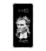Samsung Galaxy Note8  Köşe Korumalı Antişok Kapak Atatürk Tasarımlı Şeffaf Silikon Kılıf