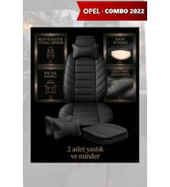 opel combo 2022 Koltuk ve Kılıf uyumlu Siyah Minder Lüks Yastık 2 Minder 2 Yastık