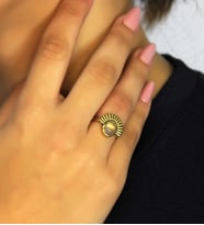 Doğal Taş Pembe Kuvars Taşlı Antik Model Kadın Ayarlanabillir Yüzük euy82pk