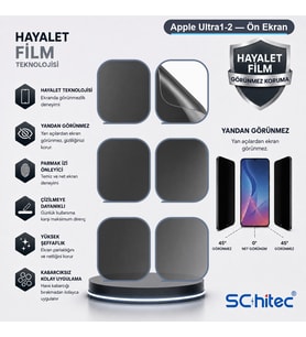 SChitec Apple Ultra1-2 Uyumlu Ön Yüzey Hayalet Privacy Hidrojel Ekran Koruyucu
