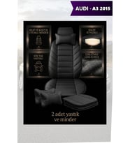 audi a3 2015 Koltuk ve Kılıf uyumlu Yastık Siyah Minder Lüks 2 Minder 2 Yastık
