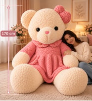 Lüks Özel Seri Premium Gül Peluş Desenli Sevimli Peluş Ayıcık Dev Boy - 170 cm