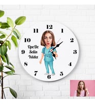 Karikatürlü Operatör Doktor Kişiye Özel Duvar Saati