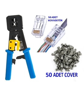 Yeni Nesil Rj45 Ağ Pensesi + 50 Adet Jack + 50 Adet Kılıf