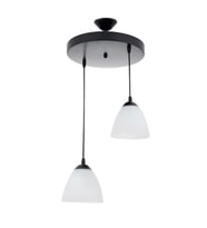 Rys Retro Metal 2 li Opal Camlı Modern Sarkıt Avize Çap:30 cm (Burnt Olive)