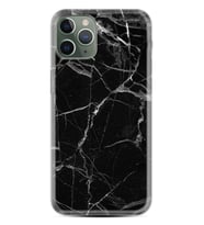 Apple iPhone 11 12 13 14 Pro Max Kılıf Desemli Silikon Fragile Black Mermer 1378
