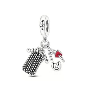 Örgü ve İğnesi Sallantılı Charm