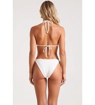 Kadın Bikini Takımı Simli Örme Kumaş Üçgen Yaka Bağlamalı Yüksek Bel Yanlar Estetik