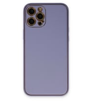 Durukar® iPhone 12 Pro Kılıf Coco Deri Silikon Kapak - Açık Lila