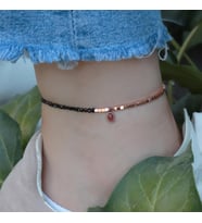 Pembe Kuvars Taşlı Oval Rose Gold Halhal