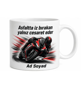 Yarış Motosikleti Viraj Kesme Hız Tutkusu Adrenalin Kupa Bardak Hediye