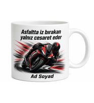 Yarış Motosikleti Viraj Kesme Hız Tutkusu Adrenalin Kupa Bardak Hediye