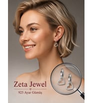Zeta Jewel 925 Ayar Gümüş Kalp Detaylı Halka Küpe Zirkon Taşlı Sallantılı Kadın Küpe Işıklı Hediye Kutulu