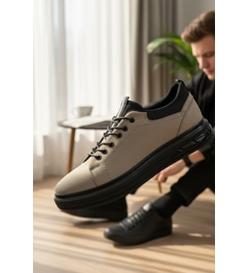 Enoch Hakiki Deri Günlük Bağcıklı Erkek Sneaker Comfort Taban