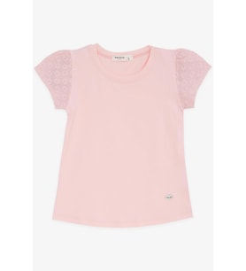 Breeze Kız Çocuk Tişört Kolları Fistolu 3-8 Yaş, Pudra